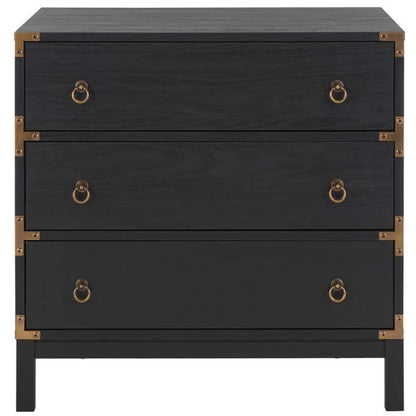 Safavieh - Galio 3 Drawer Chest - Black - Gold - CHS9600B veiw 1
