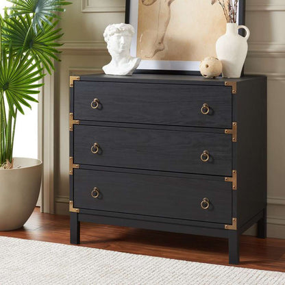 Safavieh - Galio 3 Drawer Chest - Black - Gold - CHS9600B veiw 3