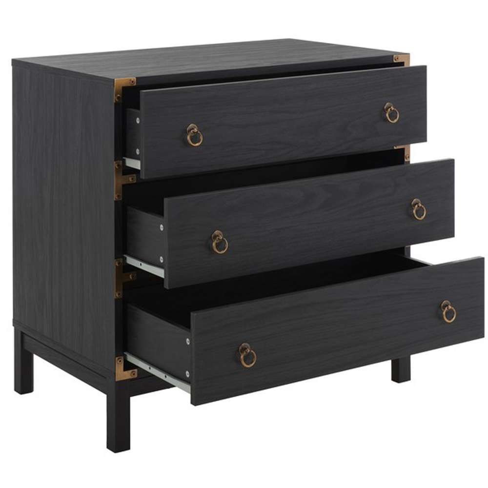 Safavieh - Galio 3 Drawer Chest - Black - Gold - CHS9600B veiw 4