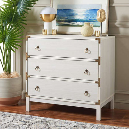 Safavieh - Galio 3 Drawer Chest - White - Gold - CHS9600C veiw 3