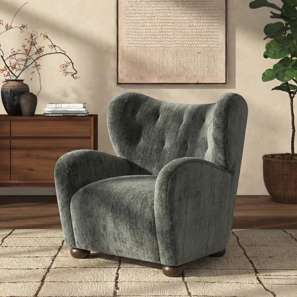 Safavieh - Galloway Wingback Chenille Accent Chair / Dark Green / Walnut - SFV5139D view 2