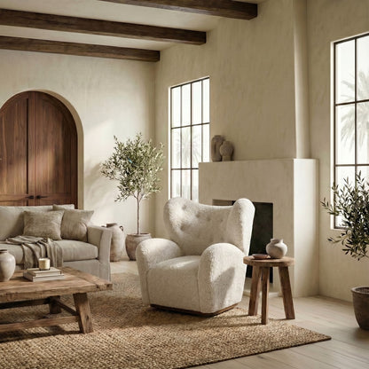 Safavieh - Galloway Wingback Teddy Swivel Chair / Off White - SFV5155B view 2