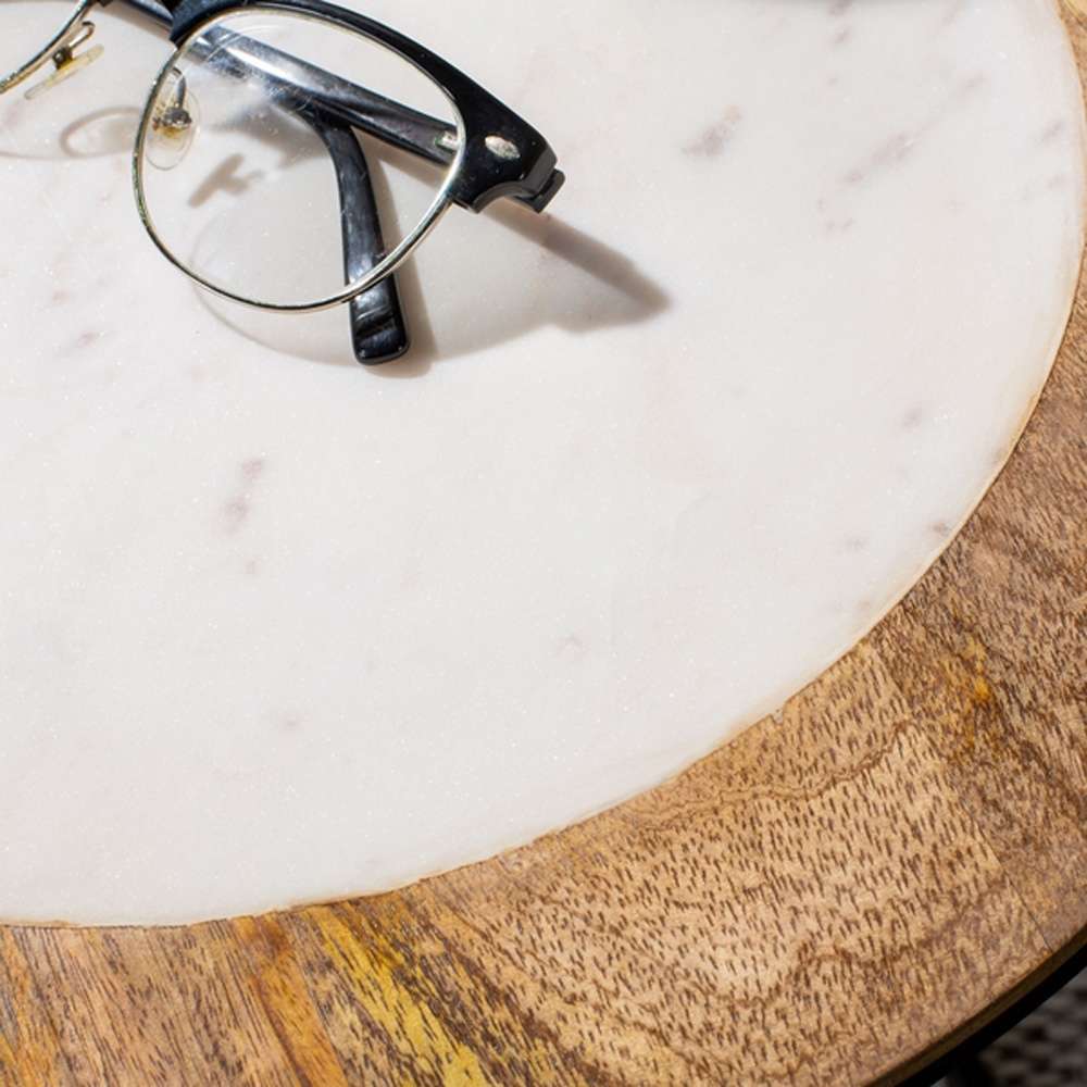 Safavieh - Gemma Agate Side Table - White - Black - ACC5301B veiw 2