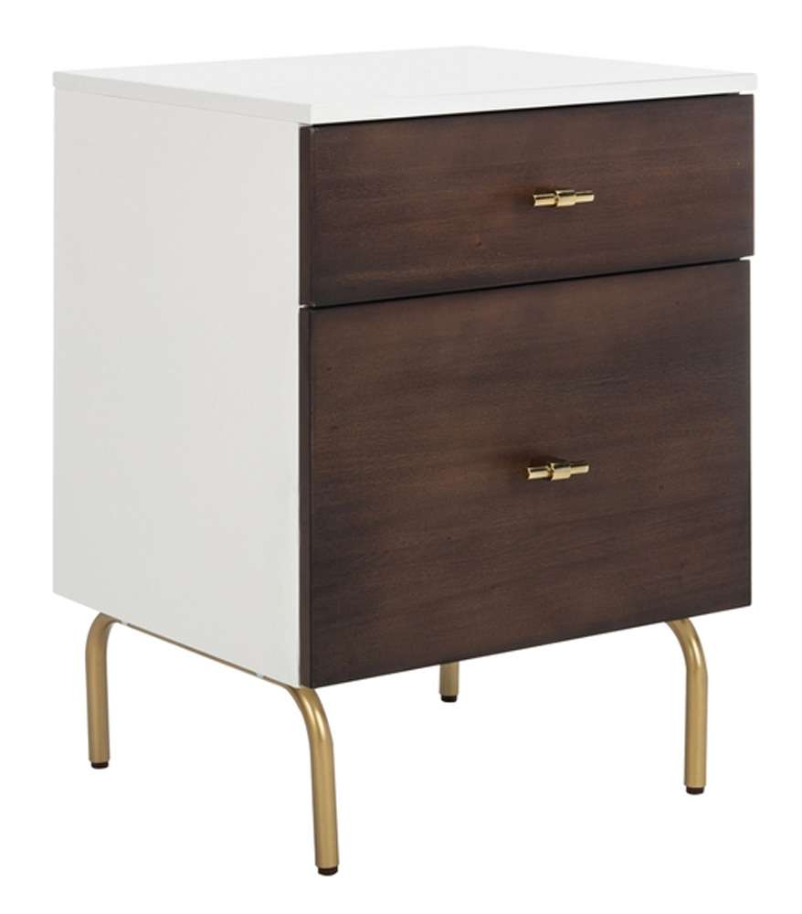 Safavieh - Genevieve 2 Drawer Nightstand - Walnut - White - NST5002B view 3