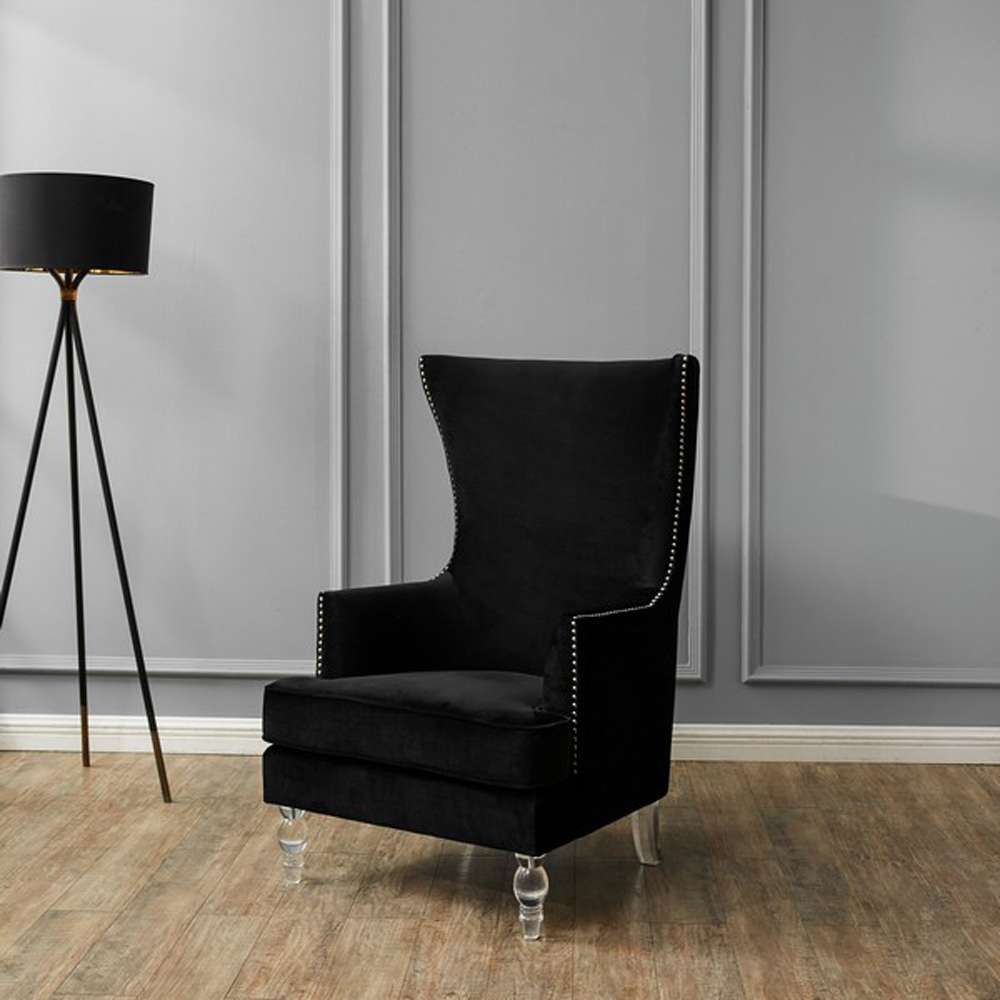 Safavieh - Couture - Geode Modern Wingback Chair - Black - SFV4745F veiw 3