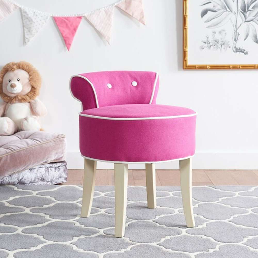 Safavieh - Georgia Vanity Stool - Fuchsia - Cream - MCR4546R veiw 2