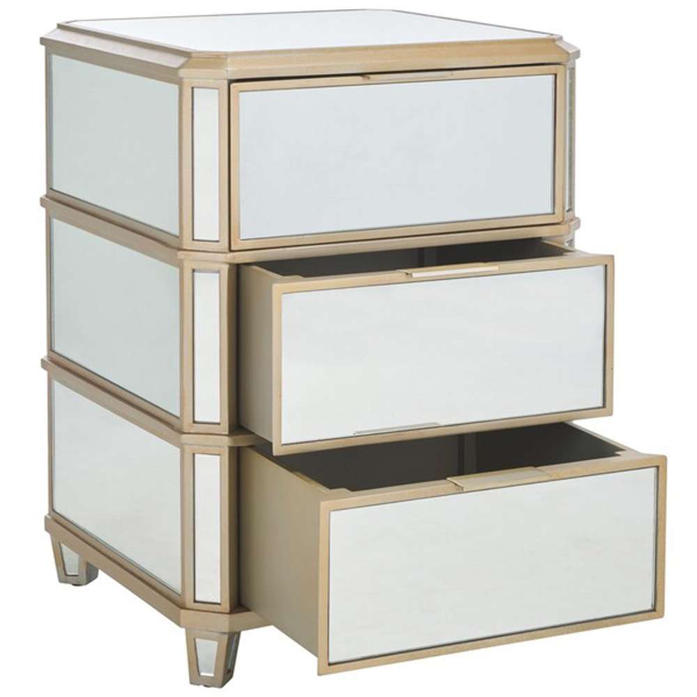 Safavieh - Giana 3 Drawer Nightstand - Mirror - NST6601A veiw 4