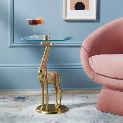 Safavieh - Gillard Giraffe Base Accent Table - Gold - Glass - ACC4611A veiw 2