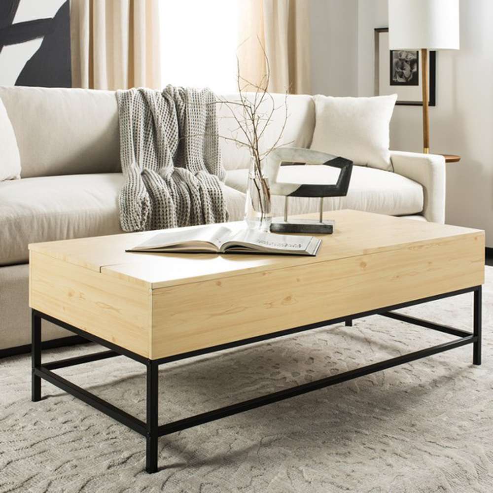 Safavieh - Gina Lift-Top Coffee Table - Light Oak - Black - FOX2239B veiw 3