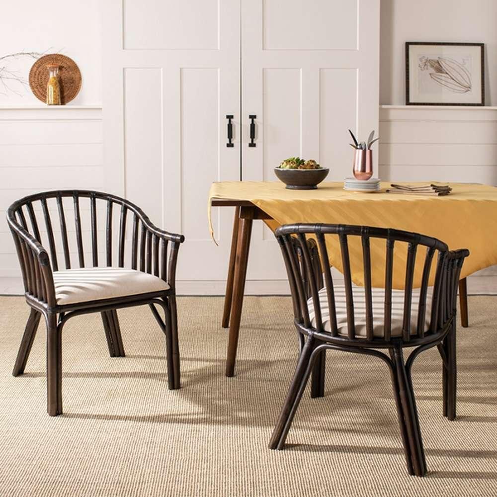 Safavieh - Gino Arm Chair - Dark Brown - White - SEA4017A veiw 2