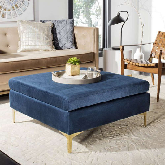 Safavieh - Giovanna Square Ottoman - Navy - Brass - BCH6301A veiw 2