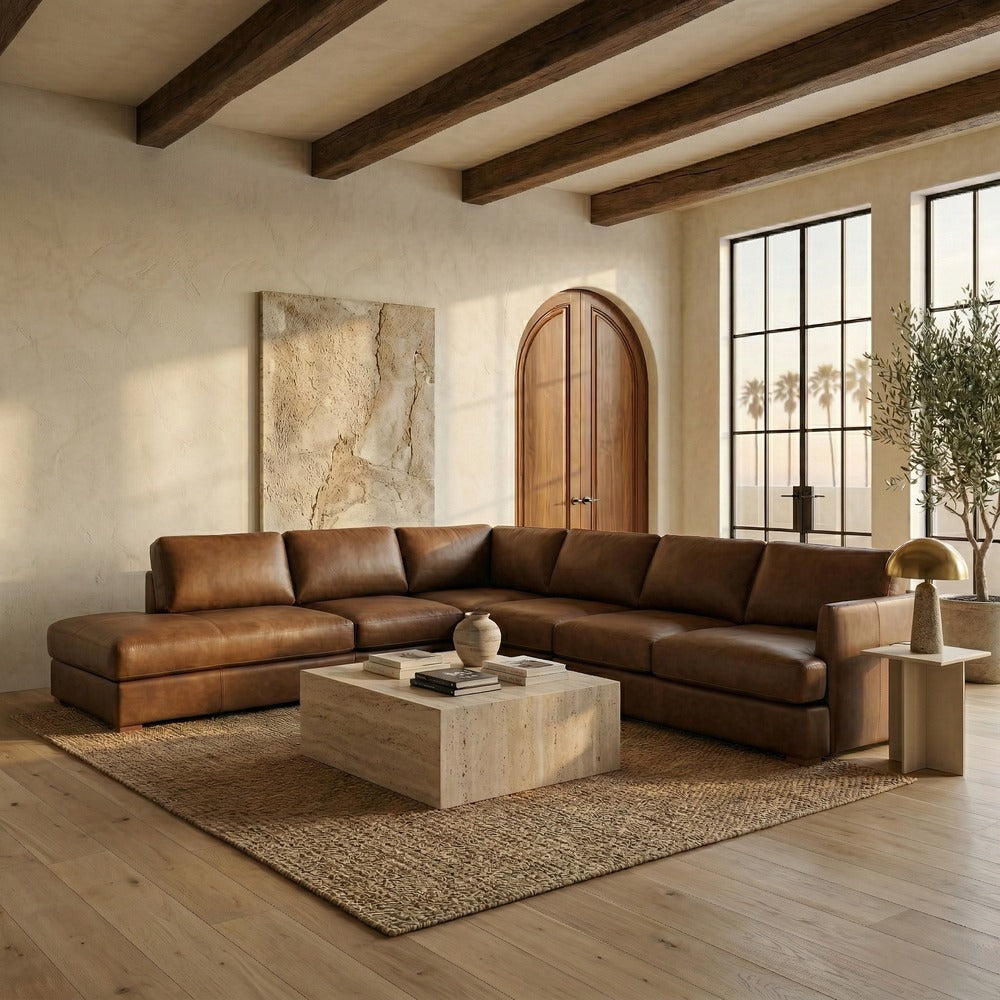 Safavieh - Gustav Leather Corner Sectional / Dark Brown - SFV2413A-5BX view 2