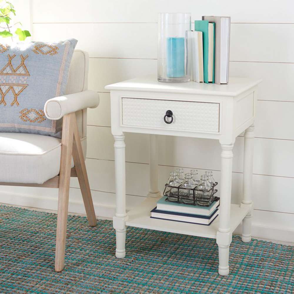 Safavieh - Haines 1Drw Accent Table - White - ACC5720D veiw 2