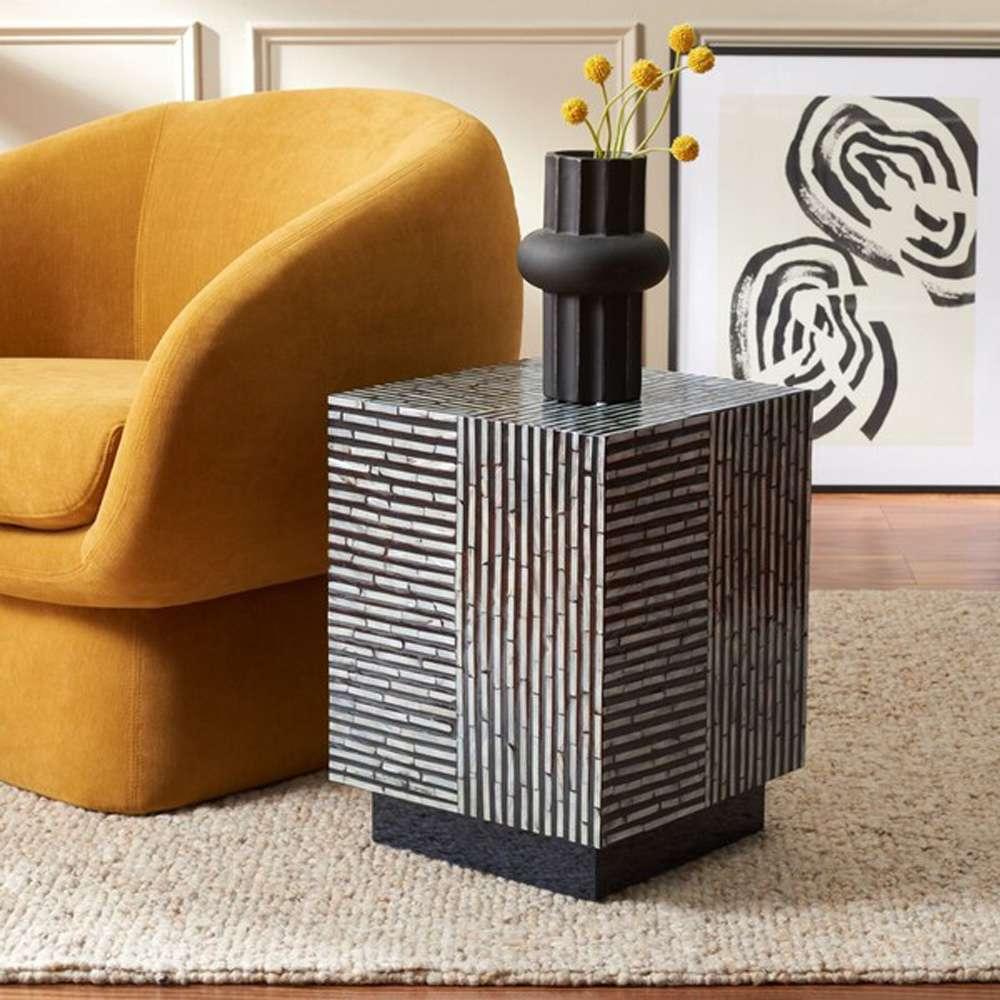 Safavieh - Hamza Square Stool - Multi - Black - STL1802A veiw 2