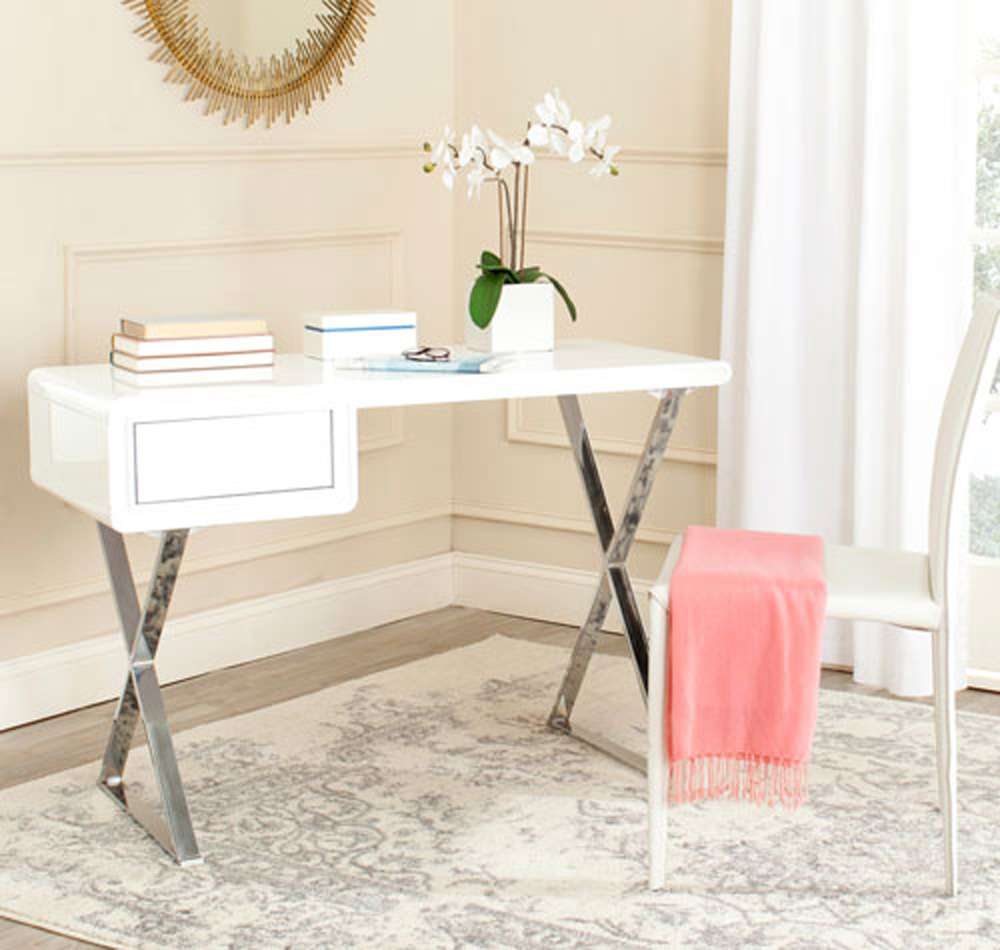 Safavieh - Hanover Desk - White - Chrome - FOX2207A veiw 2