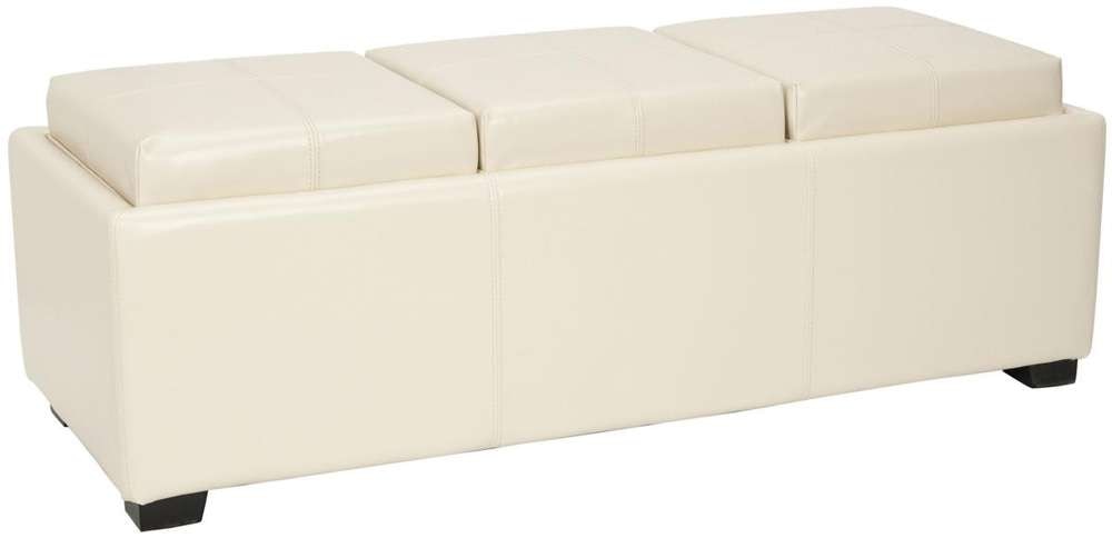 Safavieh - Harrison Triple Tray Ottoman - Flat Cream - HUD8235K veiw 2