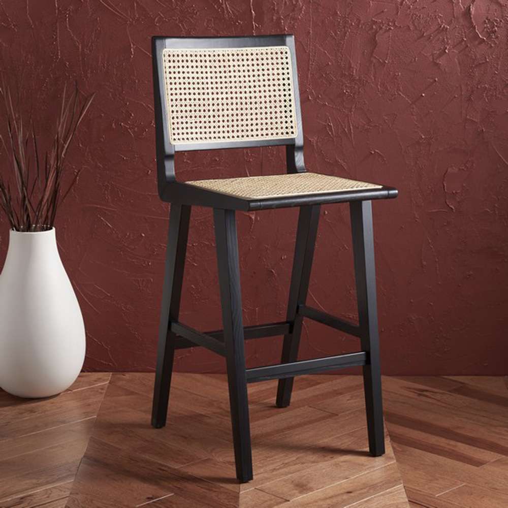 Safavieh - Couture - Hattie French Cane Barstool - Black - Natural - SFV4140A veiw 3