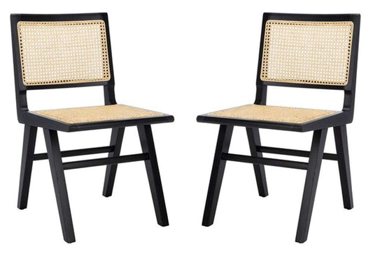 Safavieh - Couture - Hattie French Cane Dining Chair - Black - Natural  (Set of 2) - SFV4101A-SET2 veiw 1