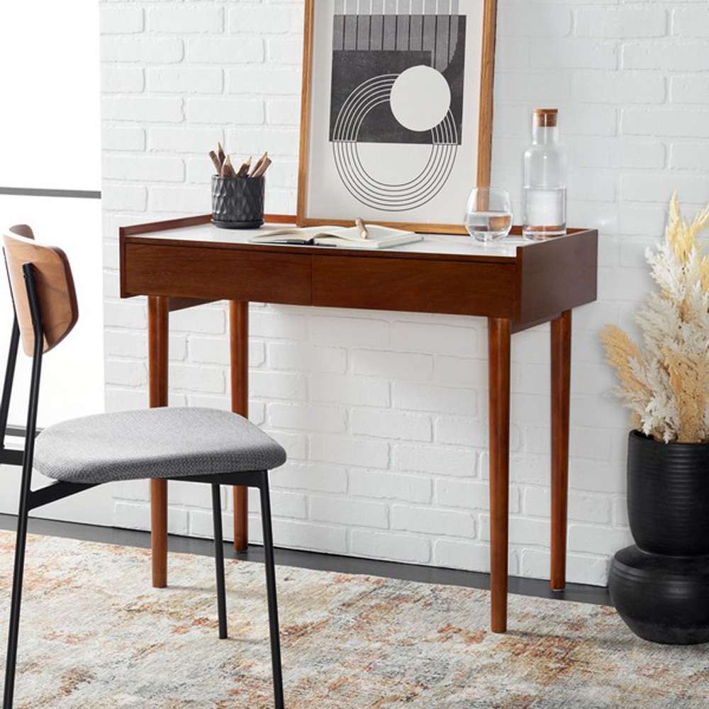Safavieh - Henley 2 Drawer Desk - White Marble  - DSK2100F veiw 3