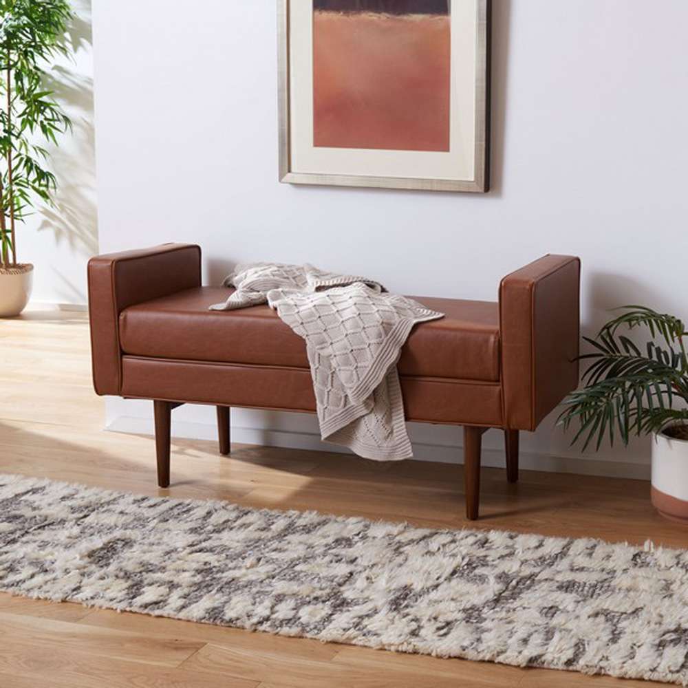 Safavieh - Henri Midcentury Bench - Light Brown - Walnut - BCH6303D veiw 2
