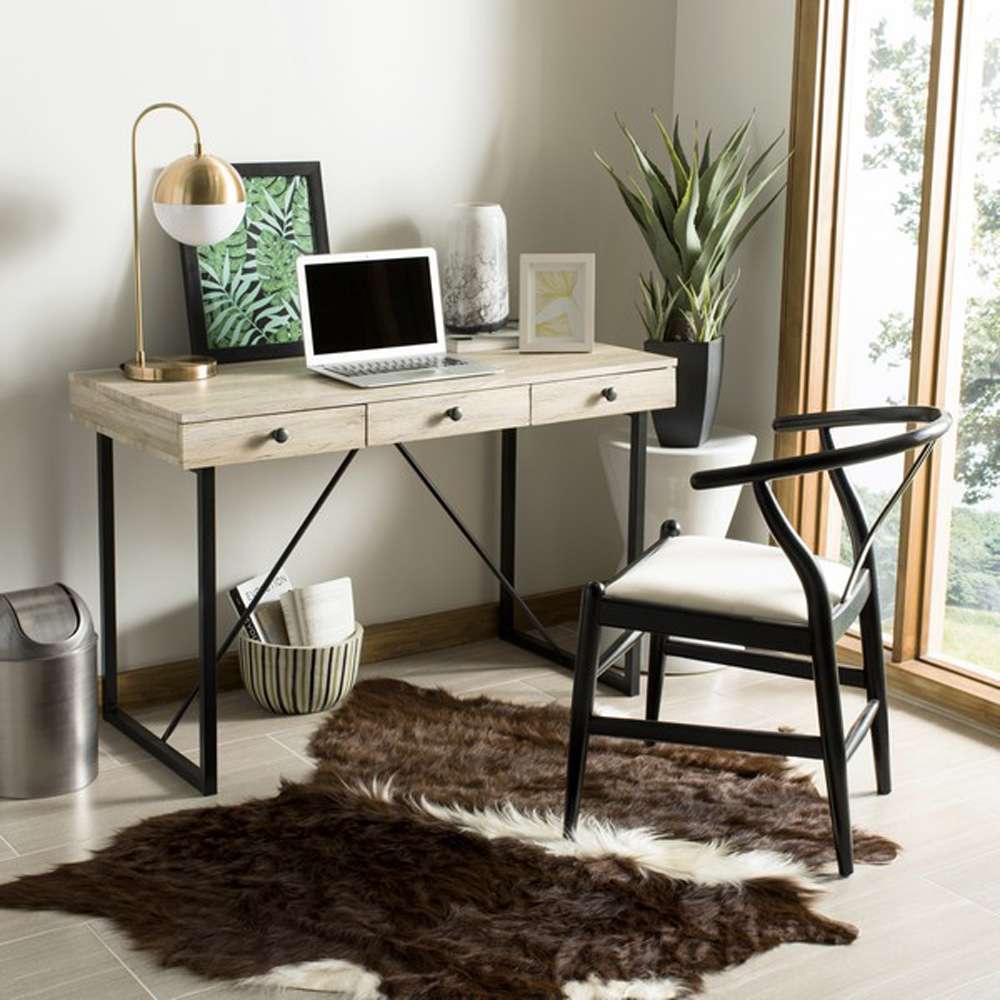 Safavieh - Hilton 3 Drawer Desk - Rustic Brown - Black - DSK2206A veiw 3