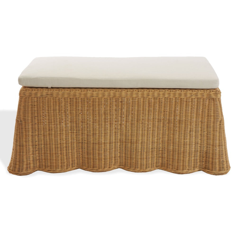 Safavieh - Hylda Rattan Bench / Natural / White - CWK3034A view 1