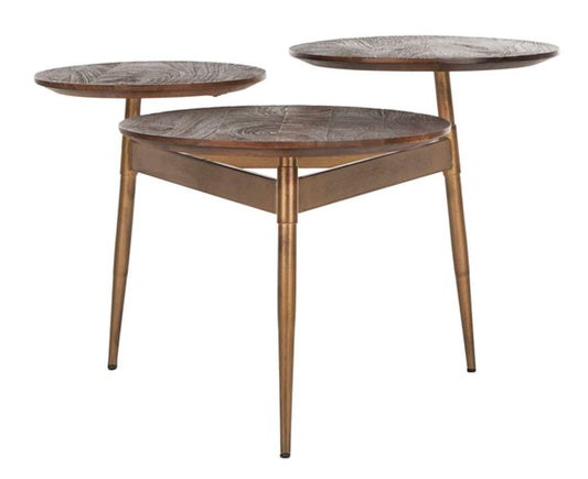 Safavieh - Ian 3 Circle Accent Table - Rustic Honey - Gold - ACC3702A veiw 1