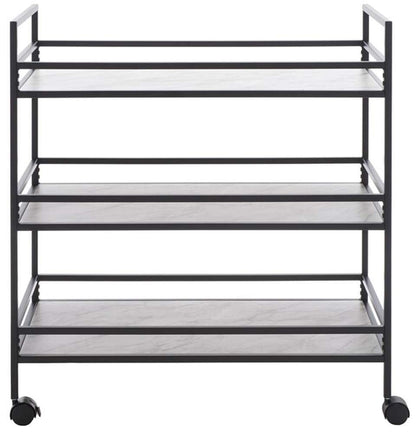 Safavieh - Idria 3 Tier Bar Cart - Matte Black - White Faux Marbl - BCT8010A veiw 1