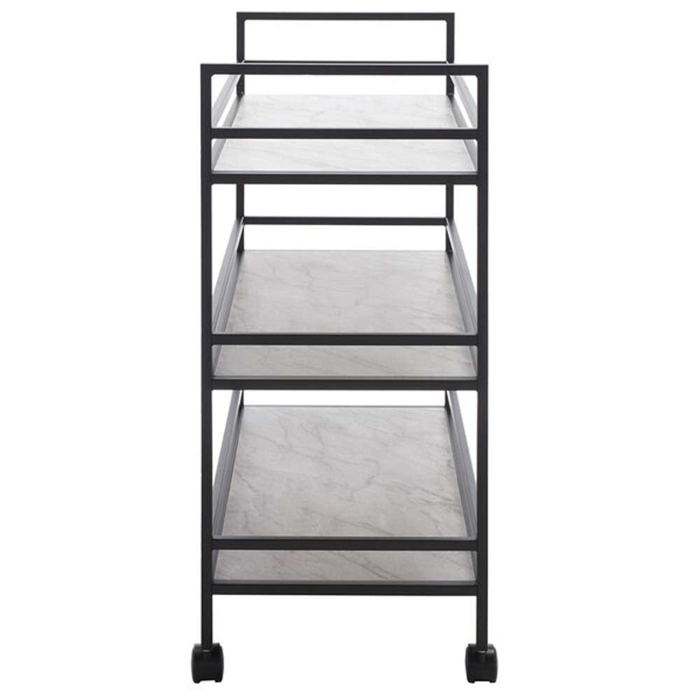 Safavieh - Idria 3 Tier Bar Cart - Matte Black - White Faux Marbl - BCT8010A veiw 3