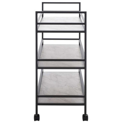 Safavieh - Idria 3 Tier Bar Cart - Matte Black - White Faux Marbl - BCT8010A veiw 3