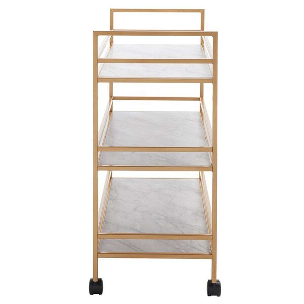 Safavieh - Idria 3 Tier Bar Cart - Matte Gold - White Faux Marble - BCT8010B veiw 3