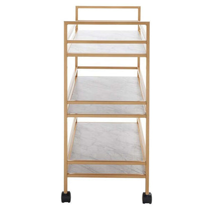 Safavieh - Idria 3 Tier Bar Cart - Matte Gold - White Faux Marble - BCT8010B veiw 3