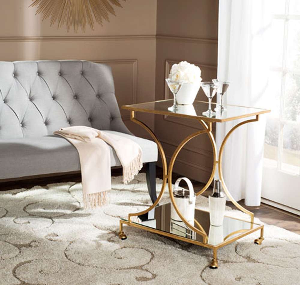 Safavieh - Ignatius Bar Cart - Gold - Mirror - FOX2555B veiw 2