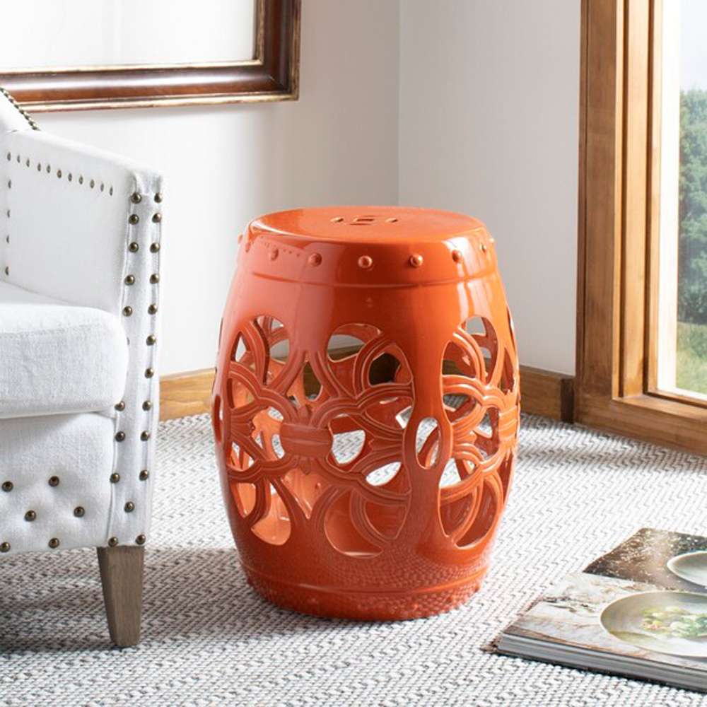 Safavieh - Imperial Vine Garden Stool - Orange - ACS4539D veiw 1