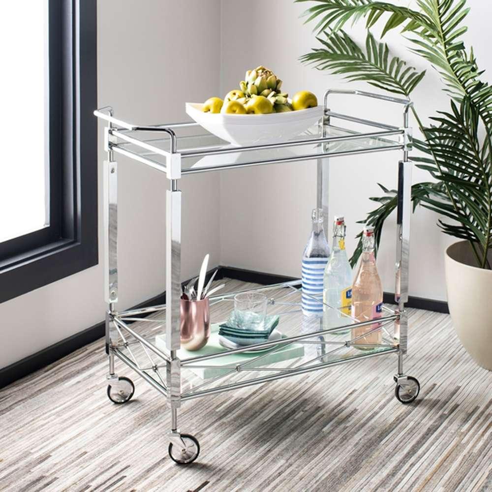 Safavieh - Ingrid 2 Tier Bar Cart - Chrome - Glass - BCT8000A veiw 2