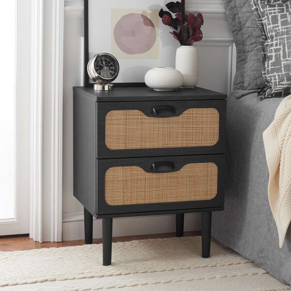 Safavieh - Irelia 2 Drawer Nightstand - Black - Natural - NST9602B veiw 2