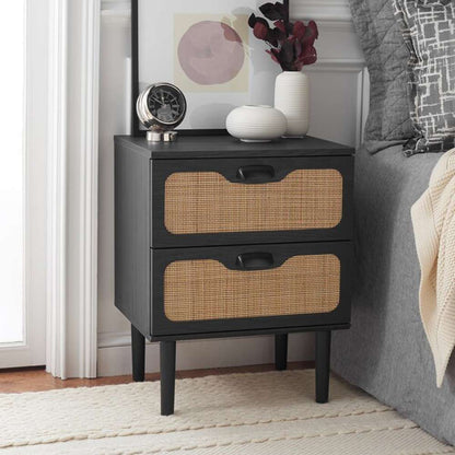 Safavieh - Irelia 2 Drawer Nightstand - Black - Natural - NST9602B veiw 2