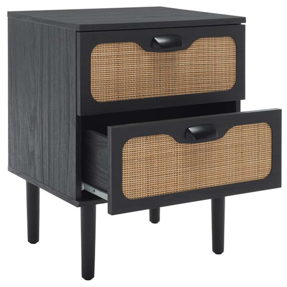 Safavieh - Irelia 2 Drawer Nightstand - Black - Natural - NST9602B veiw 3