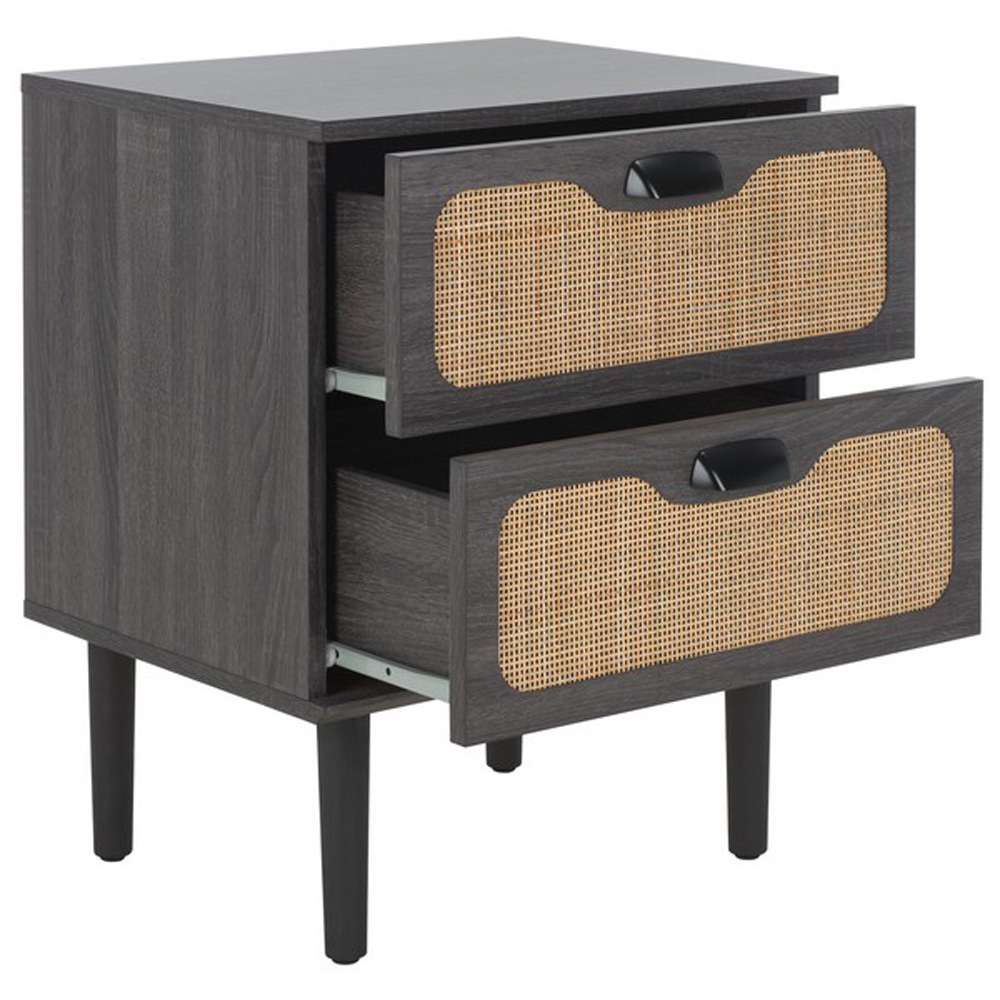 Safavieh - Irelia 2 Drawer Nightstand - Distressed Black - Natural - NST9602E veiw 4