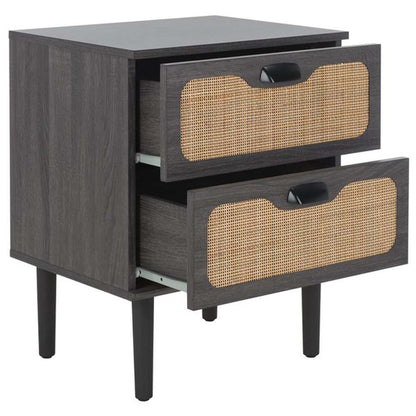 Safavieh - Irelia 2 Drawer Nightstand - Distressed Black - Natural - NST9602E veiw 4