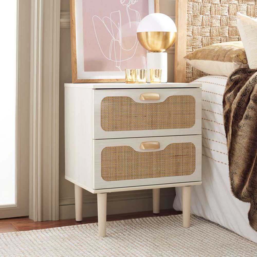 Safavieh - Irelia 2 Drawer Nightstand - White - Natural - NST9602C veiw 3
