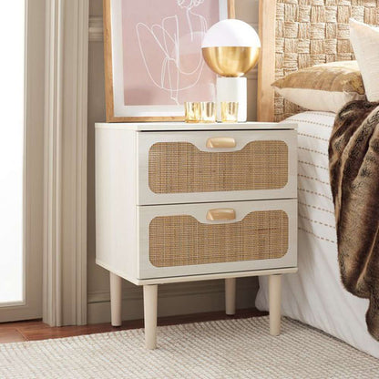 Safavieh - Irelia 2 Drawer Nightstand - White - Natural - NST9602C veiw 3