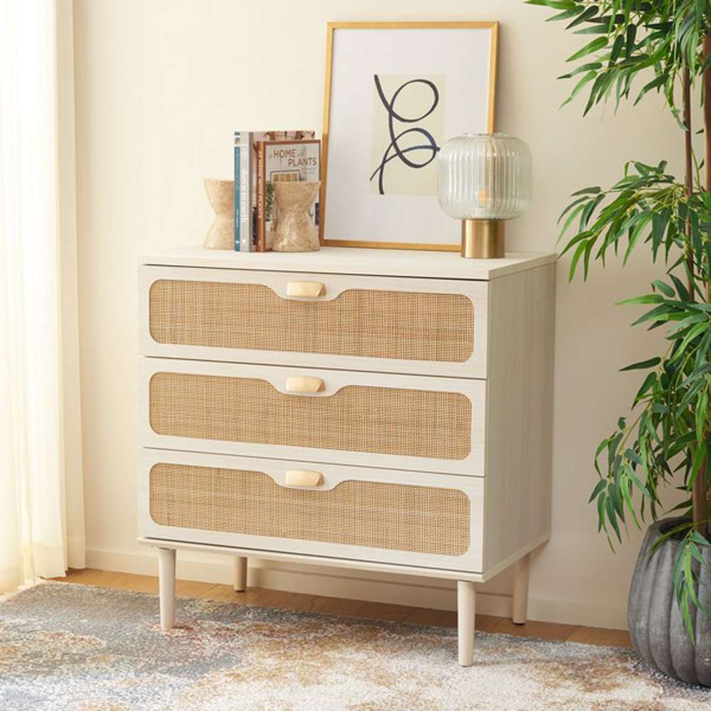 Safavieh - Irelia 3 Drawer Chest - White - Natural - CHS9602C veiw 3