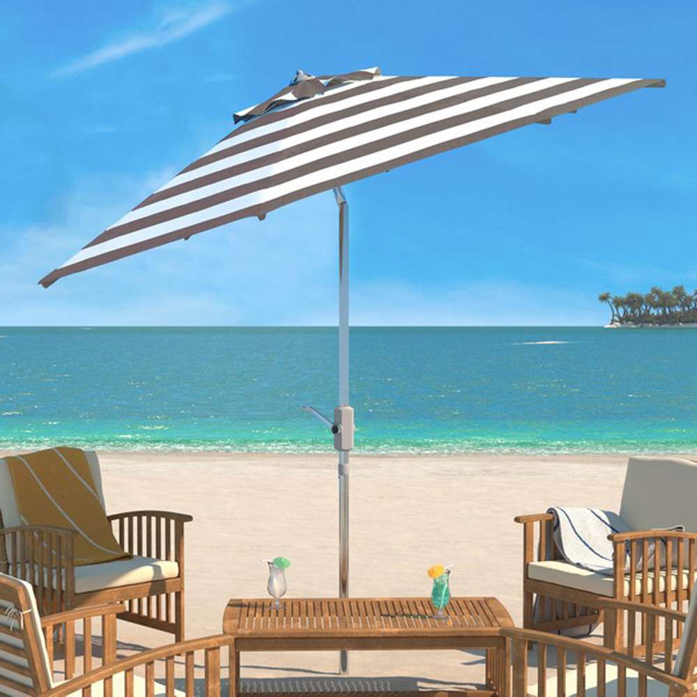 Safavieh - Iris Fashion Line 9Ft Umbrella - Grey - White - PAT8004G veiw 2