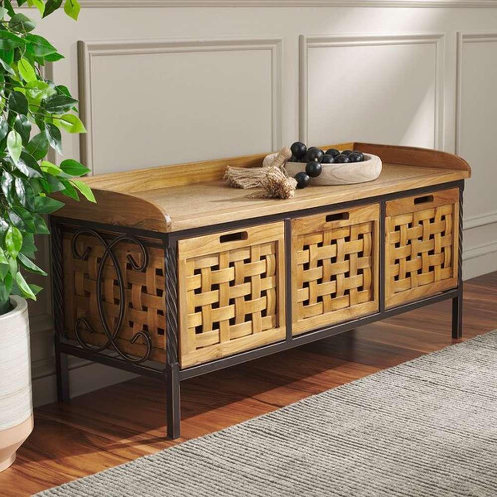 Safavieh - Isaac Storage Bench - Oak - AMH6530E veiw 3