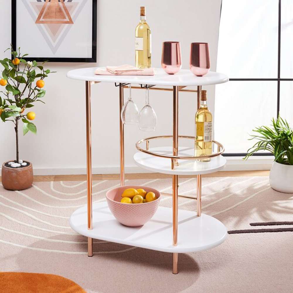 Safavieh - Iva 3 Tier Swivel Bar Table - White - Gold - BCT8007C veiw 2