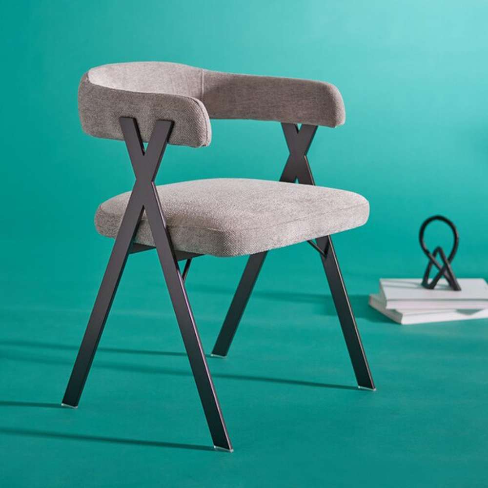Safavieh - Couture - Izzy Chenille Dining Chair - Grey - Black - KNT7067A veiw 2