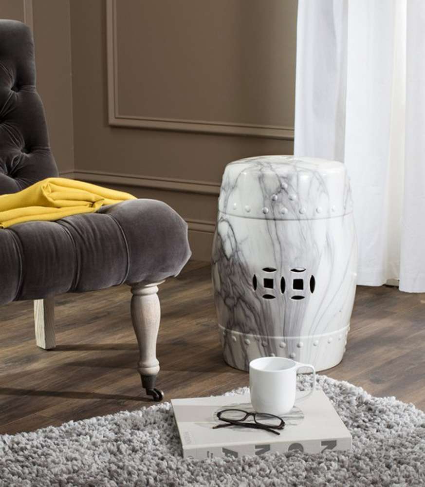 Safavieh - Jade Swirl Garden Stool - White - ACS4551A veiw 1