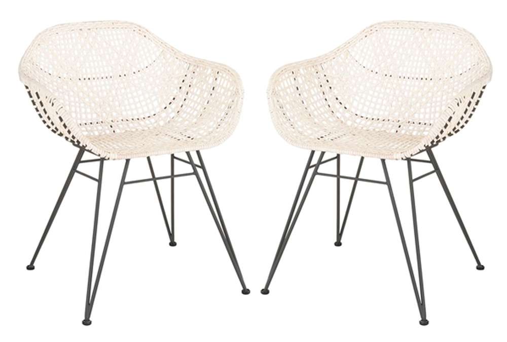 Safavieh - Jadis Leather Dining Chair - White - Dark Grey  (Set of 2) - DCH4002A-SET2 veiw 2
