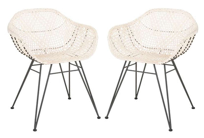 Safavieh - Jadis Leather Dining Chair - White - Dark Grey  (Set of 2) - DCH4002A-SET2 veiw 2